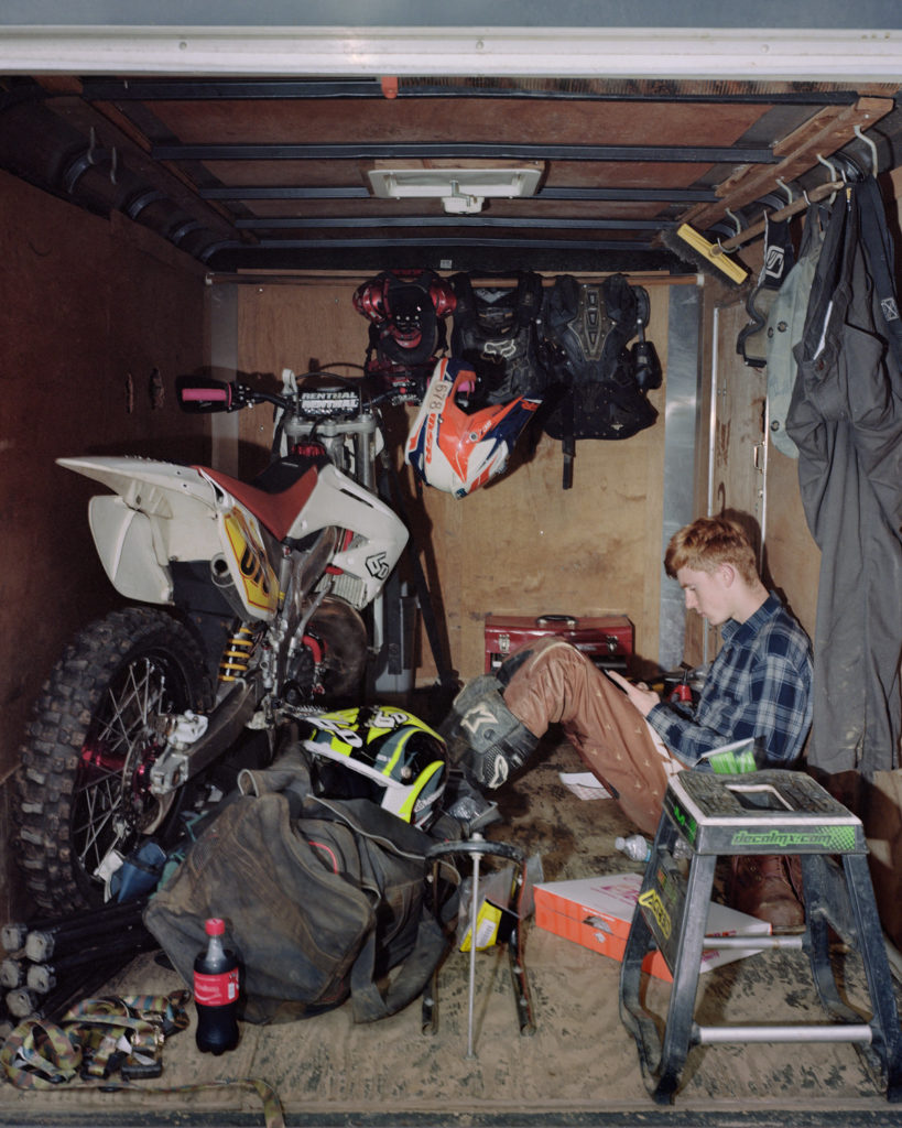 in frame documentary photography photographer dirt bike biker race car summer thunder massachussets usa youth youngs kalel koven inframe interview analog medium format film camera 6x7 mamiya tracks